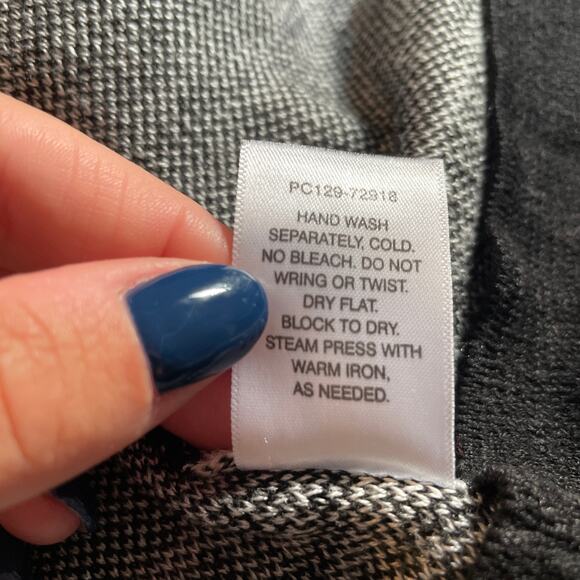 Pendleton Cardigan Black White Petite L Cotton Open Front Boho Southwest Cozy - Picture 5 of 11